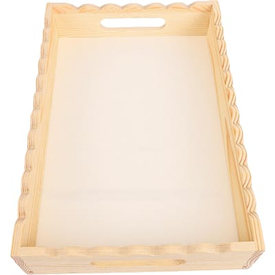 Houten Serveerblad met Handvatten Decoratief Dienblad Koffietafel Decoratie Moderne Snack Ontbijtplateau voor Familiebijeenkomsten 30x20x6cm / 11.81x7.87x2.36in white
