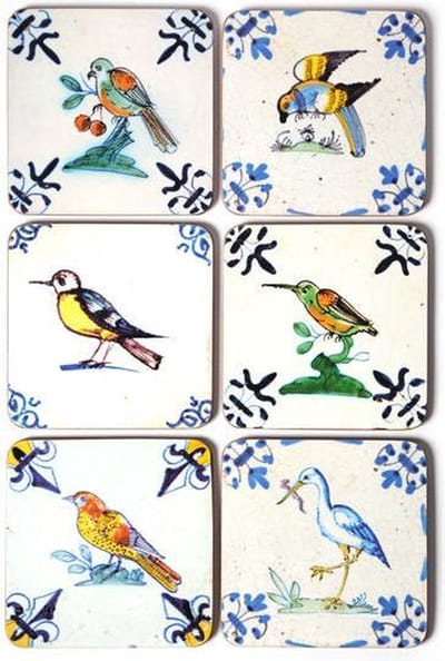 Onderzetters, Delfts polychrome tegels Tulpen Onderzetters HCOW000005