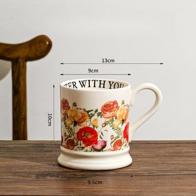 Originele Retro Mok Thuis Keramische Waterbeker Kantoor Grote Capaciteit Creatieve Koppelbeker Bloemrijk Souvenir 401-500ml