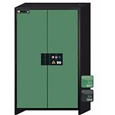 Veiligheidskast type 90 asecos Q-CLASSIC-90, scharnierende deuren, reseda groen front, B 1193 x D 615 x H 1953 mm