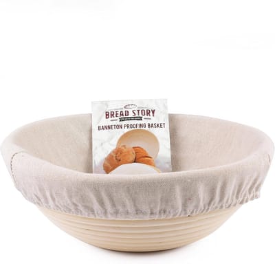 Ronde Deegmand Set - Riet Hefmand - Ambachtelijk Brood Bakken - Handgemaakt Natuurlijk Riet - 22 CM Diameter - Beige