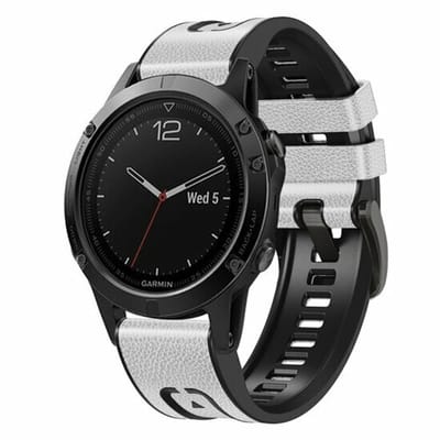 By Qubix - Geschikt voor Garmin bandje - 22mm Quickfit - leer + siliconen bandje - Wit - Geschikt voor Garmin Fenix 8 / 8 Pro - 47mm