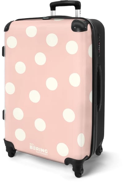 NoBoringSuitcases.com® - Koffer groot - Rolkoffer lichtgewicht - Roze stippen patroon - Reiskoffer met 4 wielen - Valies grote trolley XL op wieltjes - Harde reistrolley met TSA slot - 20 kg bagage - Reizen