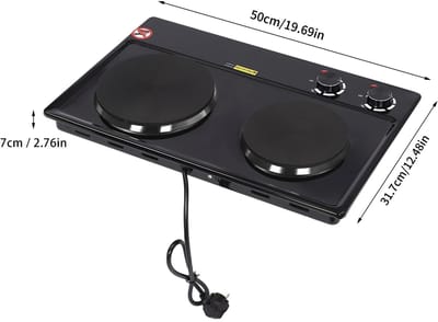 VIEMAE Elektrische kookplaat - Elektrische kookplaat 2 pits - Elektrisch fornuis - 2 pits - 6 temperatuurinstellingen - 2500W