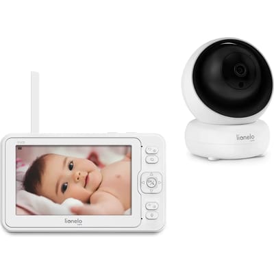 Lionelo Babyline 8.3 – Babyfoon met Camera – 5” Full HD Scherm – 360° Draaibare Camera – Nachtzicht – VOX Functie – 2-Weg Audio – Opname tot 128 GB – Temperatuursensor – Bereik tot 200 m – 8 Uur Batterijduur