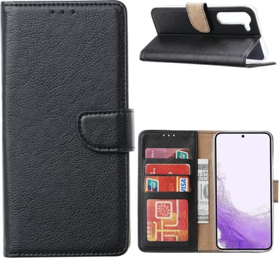 Hoesje Geschikt Voor Samsung Galaxy S23 Plus Hoesje met Pasjeshouder – Bookcase – Zwart