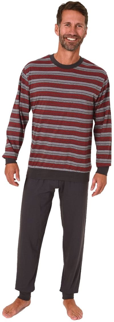 Herenpyjama met lange mouwen en manchetten Pyjama in een geweldige gestreepte look