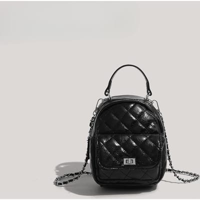 Casual Diamant Rugzak voor Dames Mode Textuur Reizen Kleine Rugzak Niche Eenvoudig Veelzijdig Ketting Kleine Schooltas