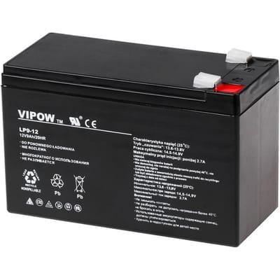 Vipow Serie - Gel Accu - 12V/9Ah - Onderhoudsvrij - Schokbestendig