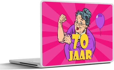 Laptop sticker - 17.3 inch - Vrouw - 70 Jaar verjaardag - Cadeau - 40x30cm - Laptopstickers - Laptop skin - Cover