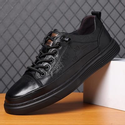Lente Nieuwe Heren Toplaag Koeienhuid Casual Sneakers Instapper Echt Leer Sportschoenen Herenmode Ruit Herenschoenen 44 gray