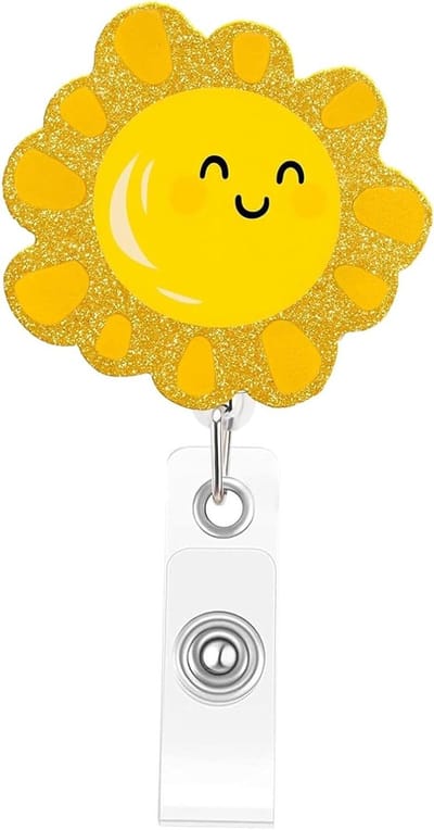 Uittrekbare Badgehouder - Kaartenclip Clip - ID Tonen - Zonne-ontwerp - 10.7 cm - Geel