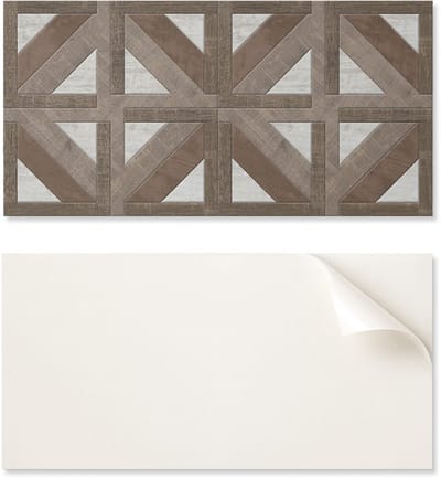 Zelfklevend vinylpaneel - Bedrukte decoratie 120x60 cm Hout- en betongeometrie