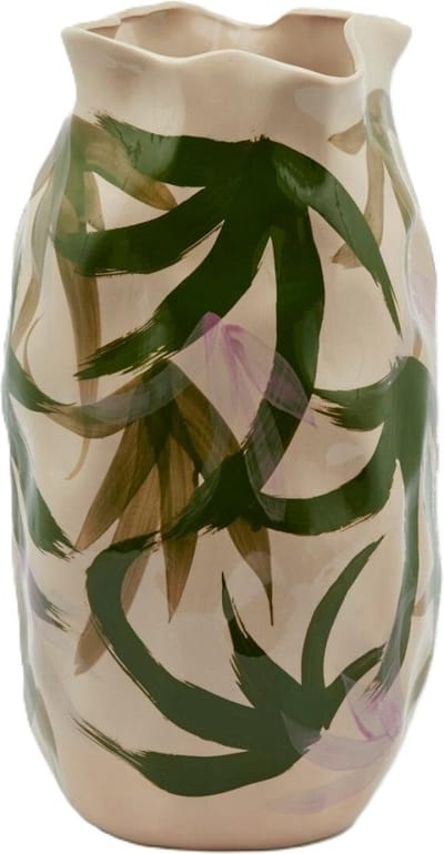 EGD Bloemenvaas Chakra Jungle Beige-Groen-Roze D 24 cm H 45 cm