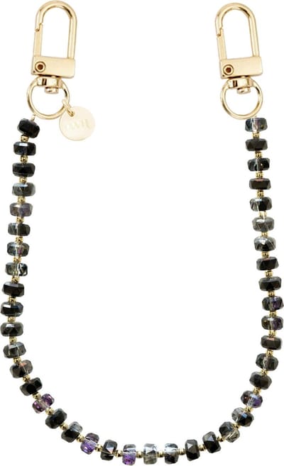 xoxo Wildhearts telefoonkoord - Crystal Cord - Kort koord - Geschikt voor iPhone - Geschikt voor Samsung - Universeel - Phone cord - Telefoonketting - Koord voor telefoon - Telefoon hanger - kristal - gouden details - kristallen - Zwart