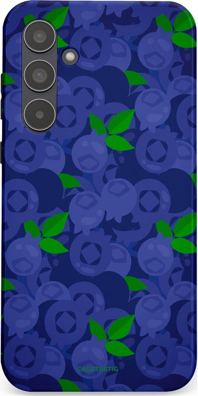 Casetastic hoesje geschikt voor Samsung Galaxy A55 - Dubbellaagse bescherming - Berrytastic Blauwe Blueberry Bessen - Fashion Case - Donkerblauw Groen