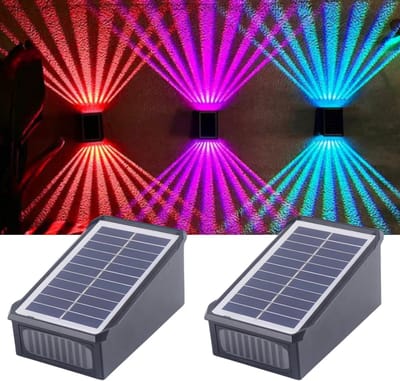Home & Marker - Solar Tuinverlichting - Wandlamp met Sensor - Buitenverlichting op Zonne-energie - RGB Multicolor Licht - (2 Stuks) - ORALUMI