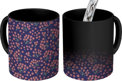 Magische Mok - Foto op Warmte Mokken - Koffiemok - Patronen - Bessen - Rood - Magic Mok - Beker - 350 ML - Theemok