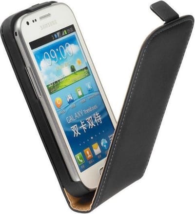 LELYCASE Flip Case Lederen Hoesje Samsung Galaxy Trend Zwart