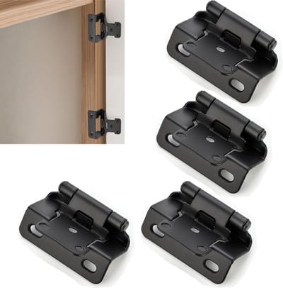 MDUG Set van 4 - 1/2-inch overlay halfverdekte scharnieren - Kastscharnieren - Zelfsluitende halfverdekte voorscharnieren - Voor kastdeuren - Zwart