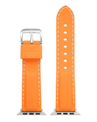 EULIT siliconen horlogeband geschikt voor Apple Watch 38/40/41 maat - Serie 1/2/3/4/5/6/7/8/9/10 + SE - silicon sport smart - 20 mm - oranje - edelmetaal gesp GLANZEND - incl. adapter