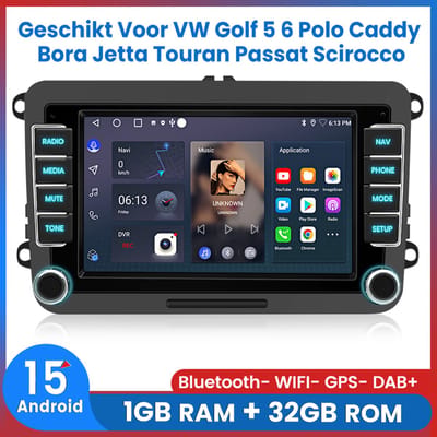 Awesafe Autoradio - Geschikt Voor VW Volkswagen Golf 5 6 Polo Caddy Bora Jetta Touran Passat Scirocco - Android 15.0 Systeem - Radio met navigatie - 7 inch HD touchscreen - GPS Bluetooth Wifi - Ram 1GB+Rom 32GB