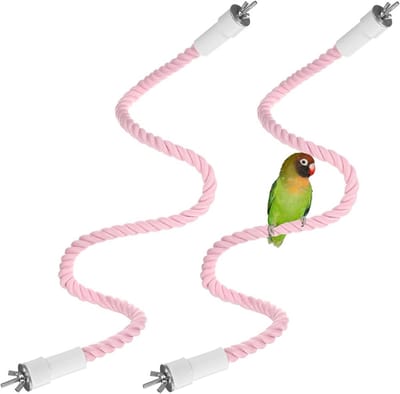 2 Stuks Flexibele Touw Zitstokken voor Vogelkooien - 80 cm - Slijpen Snavel en Poten