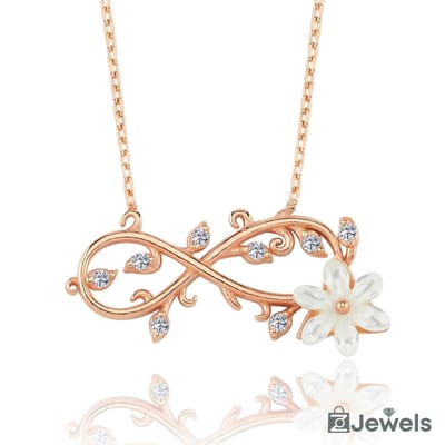 OZ Jewels – Oneindige Rank Magnolia Ketting – Roségoud – Zirkonia – Dames