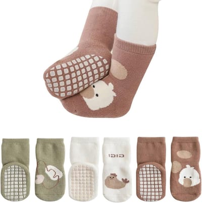Dik en warm antislip baby sokken, 3 paar met handvat, ideaal voor peuters van 1-3 jaar