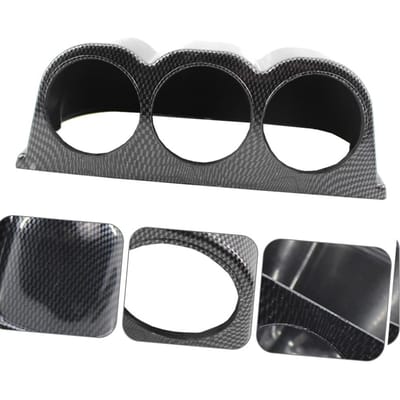 Support de pod pour tableau de bord à 3 trous pour triple manomètre 52 mm Motif fibre de carbone black