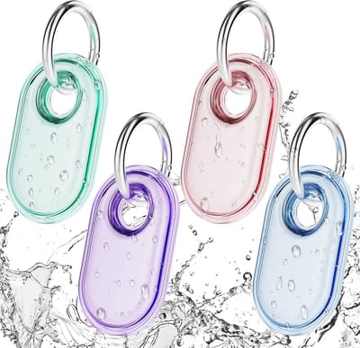 4 stuks voor Samsung Smart Tag 2 hoesje met sleutelhanger, volledig verpakte IPX8 waterdichte TPU hoes voor Galaxy SmartTag2, anti-kras beschermende houder voor rugzakken, auto, bagage, huisdieren