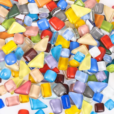Kleurige mozaïekstenen voor ambachten, 400 g mozaïektegels voor creatieve decoratie, DIY fotolijsten en onderzetters