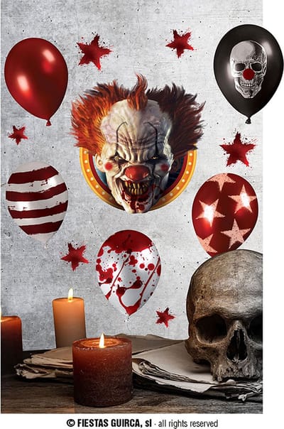 Fiestas Guirca - Muurdecoratie Vinyl Clown (25x70cm) - Halloween - Halloween Decoratie - Halloween Versiering