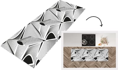 Keukenloper - Loper keuken - Patroon - Abstract - Zwart Wit - 150x50 cm - Keukenloper vinyl
