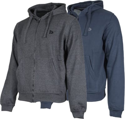 2-Pack Donnay - Sweatvest met capuchon (Bruce) - Sportvest - Heren - Charcoal marl/Navy (1397) - maat S