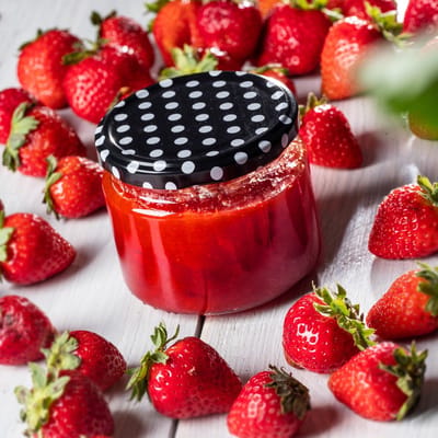 KADAX Inmaakpotten met schroefdeksel, jampotten, 330 ml, voorraadpotten voor jam, honing, potten met schroefsluiting, rood, 10 stuks