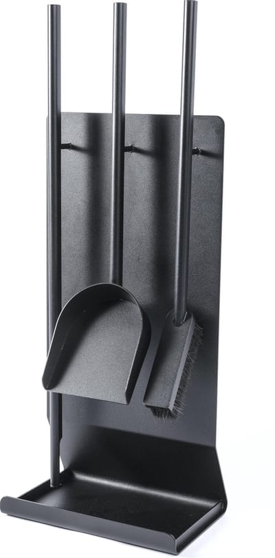 Haardset zwart 3-delig – Deens Design UU Stand – pook, schep en bezem – houtkachel accessoire