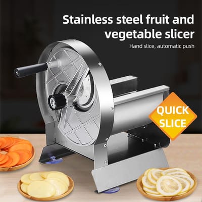 Commerciële Handmatige Groente- en Fruitsnijder 0.2 10mm Instelbare Dikte Roestvrij Staal Handmatige Groentesnijmachine zilver