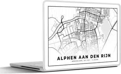Laptop sticker - 14 inch - Plattegrond - Alphen aan den Rijn - Nederland - 32x5x23x5cm - Laptopstickers - Laptop skin - Cover - Stadskaart