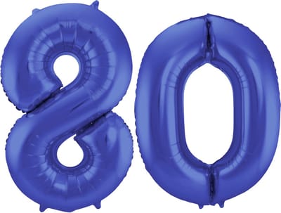 Folat Verjaardag Leeftijd folieballon - 80 jaar - blauw - 86 cm - cijferballon groot