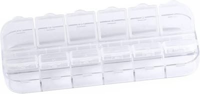 Fako Bijoux® - Opbergdoos - 12 Vakjes - Kralendoos - Opbergbox - Sorteerdoos - Verdeeldoos - Sorteerdoos - Box - 13x5x1.5cm - 1 Stuk