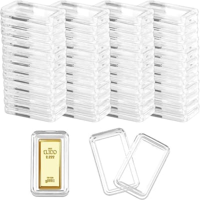 50ST Acryl zilveren staafhouder 3x1.5cm binnendiameter - Doorzichtige rechthoekige acrylbox voor munten, sieraden en opslag