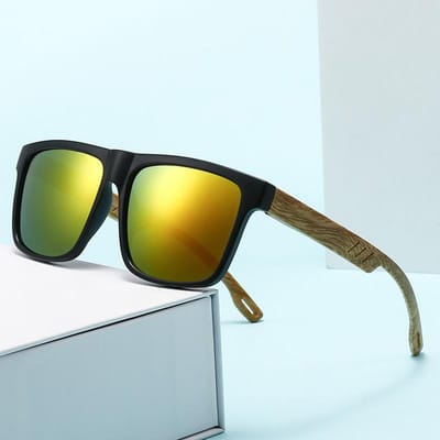 Nouveaux Lunettes de Soleil Vintage Rétro Résistantes aux UV en Bambou Naturel et Bois Naturel Protection Solaire pour Hommes Adultes Mode Tendance et Polyvalentes Lunettes de Soleil 1PC black