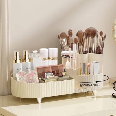 Grote Make-up Organizer met Ruime Capaciteit, Cosmetica Display Case voor Vanity met Borstelhouder en Praktische Indeling voor een Opgeruimde Look