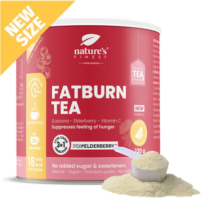 Nature's Finest Fat Burn Tea - Vetverbranding Thee met Guarana, Vlierbes, Witte Thee & Vitamine C - Ondersteunt Gewichtsverlies, Versnelt Vetmetabolisme & Onderdrukt Hongergevoel - Detox & Energieboost