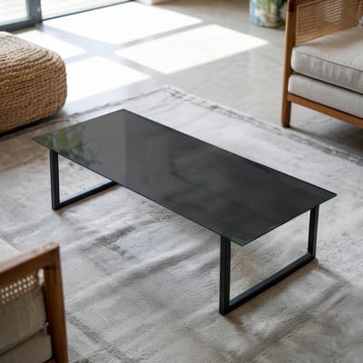 Coloray Tafelblad - Tafelblad Buiten - 125x50 cm - Zwart - Rechthoek Glazen Tafelblad - Buiten Tafelblad - Los Tafelblad - Tafelblad Glas - Glas Voor Tafelblad woonkamerdecoratie