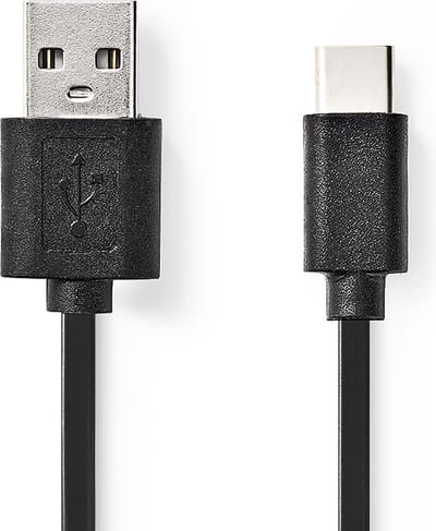 Nedis USB-Kabel - USB 2.0 - USB-A Male - USB-C Male - 15 W - 480 Mbps - Vernikkeld - 0.10 m - Rond - PVC - Zwart - Doos
