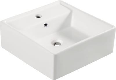 Wiesbaden Larx waskom vierkant 41 x 41 x 15 cm keramiek glans wit