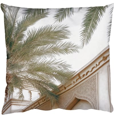 Sierkussens - Kussentjes Woonkamer - 50x50 cm - Gebouw - Palmbomen - Beige - Zon