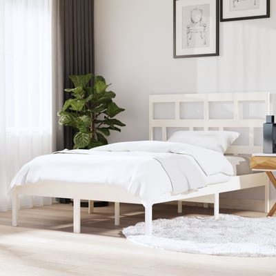 vidaXL - Bedframe - massief - hout - wit - 150x200 - cm